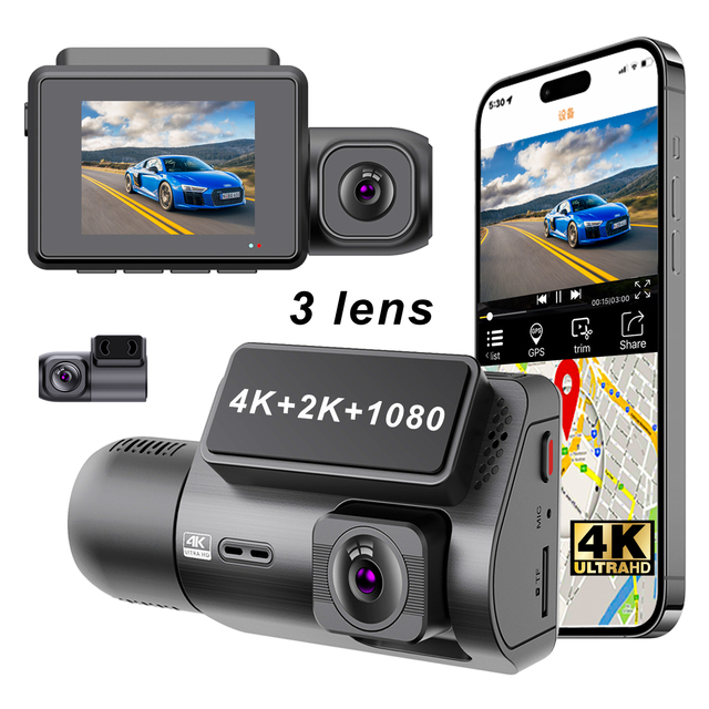 M700 Dashcam 4k Sony 335 Car Dvr Camera 4K Dash Cam 3 Lens Wifi Gps 3 Way Front 4k Rear 2K Inside 1080P 4k Dashcam