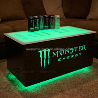 Meubles de bar en verre trempé avec logo personnalisé / Discothèque / KTV / Table lumineuse LED en gros pour salon de chicha