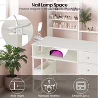 Table de manucure moderne pour une seule personne avec plateau en bois, éclairage LED et 4 tiroirs pour salons de beauté haut de gamme