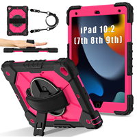 Étui antichoc pour iPad 10.2 7ème 8ème 9ème génération 2019 2020 2021 avec support rotatif à 360°, sangle de main, sangle d'épaule, pour enfants, OEM ODM