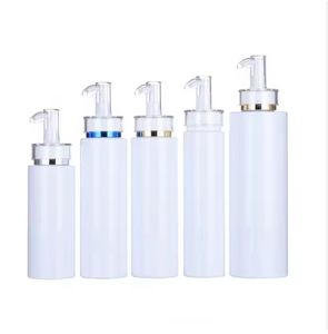 Matte White Cylinder PP Plastic <b>Bottles</b> with Lotion Pump for Cosmetic Use - Product Image 1