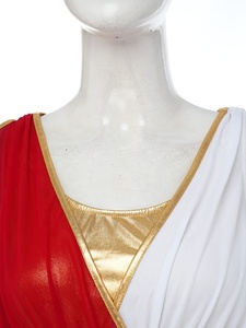 Disfraz de Diosa Griega para Mujer, con Ribete Dorado, Cuello en V, Hombros Descubiertos, Mangas con Volantes, Vestido Toga Largo hasta el Suelo, para Halloween, Actuaciones, Personalizado - Product Image 3