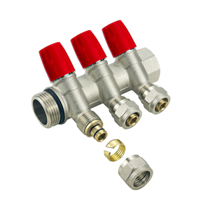 <span class=keywords><strong>Colector</strong></span> de distribución modular de latón con válvulas de cierre para sistemas de agua domésticos adecuados para tuberías PEX y <span class=keywords><strong>Multicapa</strong></span>. - Product Image 4