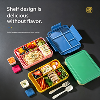 Boîte à bento durable résistante aux chutes, compartimentée, avec quatre verrous de scellage, antidérapante, réfrigérable, pour la préparation des repas, pour étudiants et adultes