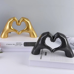 Love Finger Modern Gesture Sculpture Home Bookshelf Desktop <b>Gold</b> <b>Decoration</b> Heart Hand Statue Living <b>Room</b> Bedroom <b>Decoration</b> - Product Image 2