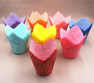 Dotted Print Cupcake Liners Tulip Cupcake Paper Cup Muffin Baking Cup in Blue Pink Violet Red