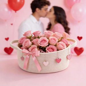 Panier cadeau tressé mignon en corde de coton avec poignée, paniers vides pour cadeaux, paniers cadeaux pour la Saint-Valentin - Product Image 4