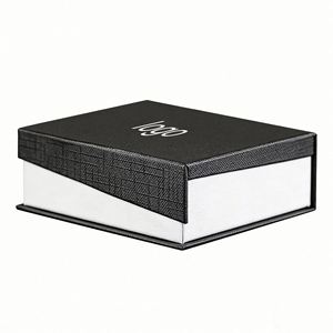Custom Black & White Flip-<b>Top</b> Rigid Jewelry Box Ideal for Necklaces, <b>Earrings</b> & Gift Packaging - Product Image 2