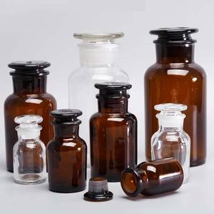 Laboratorio <span class=keywords><strong>Farmacia</strong></span> 250ml 500ml Boca ancha Vidrio ámbar Boticario Frascos Botella con tapa - Product Image 6