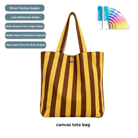 Sac fourre-tout en toile à rayures verticales personnalisées, grande capacité, sac à bandoulière, vente en gros d'usine, faible MOQ, sac de shopping en toile pour usage quotidien