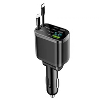 Cable Retráctil 5 en 1 de Carga Rápida USB para Coche, Cargador de Teléfono Móvil con Encendedor de Cigarrillos, Gran Venta