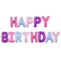 Ballons en aluminium de 16 pouces avec lettres Joyeux Anniversaire, emballage de détail, bannière, guirlande, globos, fournitures de fête