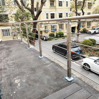 Poste de Barandilla de Acero Inoxidable con Cable de PVC y Vidrio Laminado Templado para Balcones de Apartamentos, Diseño Minimalista, Grado 304