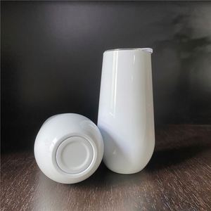 Unbreakable 6oz 180ml Stemless Vacuum Stainless Steel Wine Tumbler White Sublimation Coating for Heat Press Transfer - Product Image 4