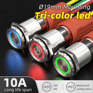 HBAN 19mm IP67 Étanche En Acier Inoxydable Symbole De Puissance Anneau LED Illuminé Bouton Poussoir pour Ventilateur Médical Panneau 10A - Product Image 2