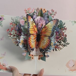 3D greeting card Dreamy and colorful three dimensional butterfly Luxurious and high end Valentine Day and wedding greeting card - Product Image 1