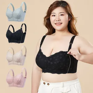 Wholesale Sexy Ladies Lace 36 38 40 42 44 46 CDE Big Boobs Front Open Pregnancy Plus Size Nursing Bra For Maternity Women