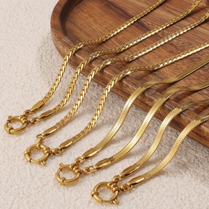 Collar de Cadena Trenzada de Acero Inoxidable Chapado en Oro de 18K, Estilo Europeo Americano, Eslabones Geométricos, Moderno, Regalo de Moda para Mujer - Product Image 2