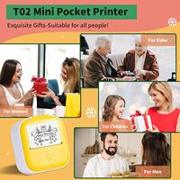 Imprimante thermique portable Bluetooth Phomemo T02 Mini avec étui mignon, pour études, autocollants et photos, cadeau d'anniversaire pour enfants