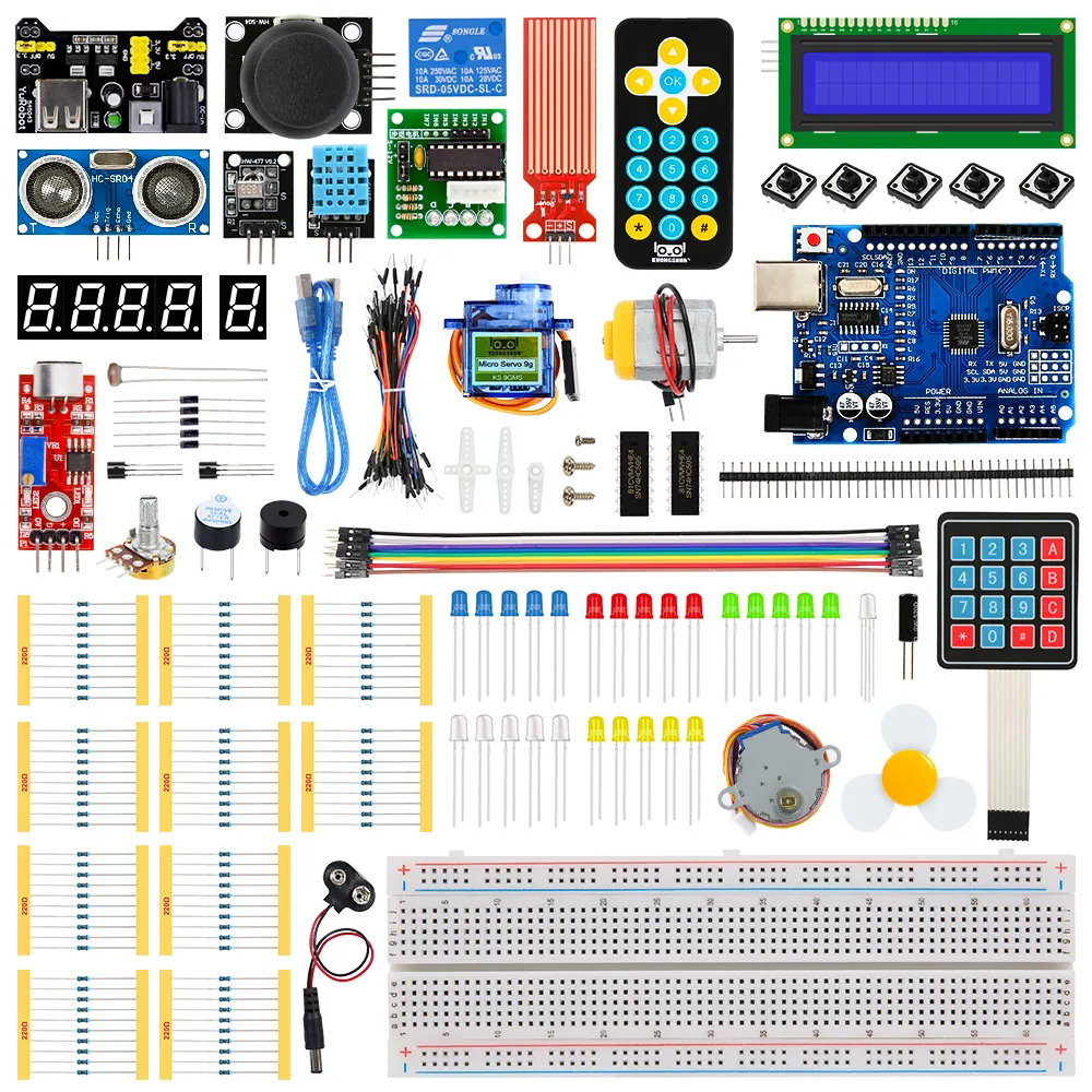 ACEBOTT Super Starterset inklusive Plattenbrett, SG90,1602 IIC, Sprungdraht-Set R3 für Arduino UNO mit Tutorial