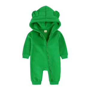 <strong>Winter</strong> Newborn Unisex Thick Hooded <strong>Baby</strong> Onesie <strong>Romper</strong> With Two-Way Zipper Spandex/Cotton Fabric Europe &amp; America Style - Product Image 5