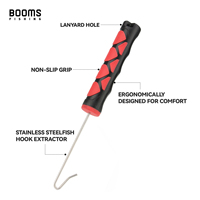 Booms Fishing Kit d'extraction d'hameçons 7 pouces, dégorgeur flottant avec poignée en plastique noir et rouge, 0,06 lb, équipement de pêche