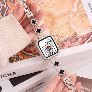 <span class=keywords><strong>Bracelet</strong></span> <span class=keywords><strong>fantaisie</strong></span> pour femme, style <span class=keywords><strong>bracelet</strong></span> de montre pour <span class=keywords><strong>Apple</strong></span> <span class=keywords><strong>Watch</strong></span>, trèfle en acier inoxydable, aspect diamant, <span class=keywords><strong>bracelet</strong></span> de montre en acier inoxydable trèfle - Product Image 1
