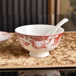 Red Floral Animal Print Bone China <b>Dinnerware</b> <b>Set</b> Porcelain Tableware <b>For</b> Wedding Home Banquet Party - Product Image 4