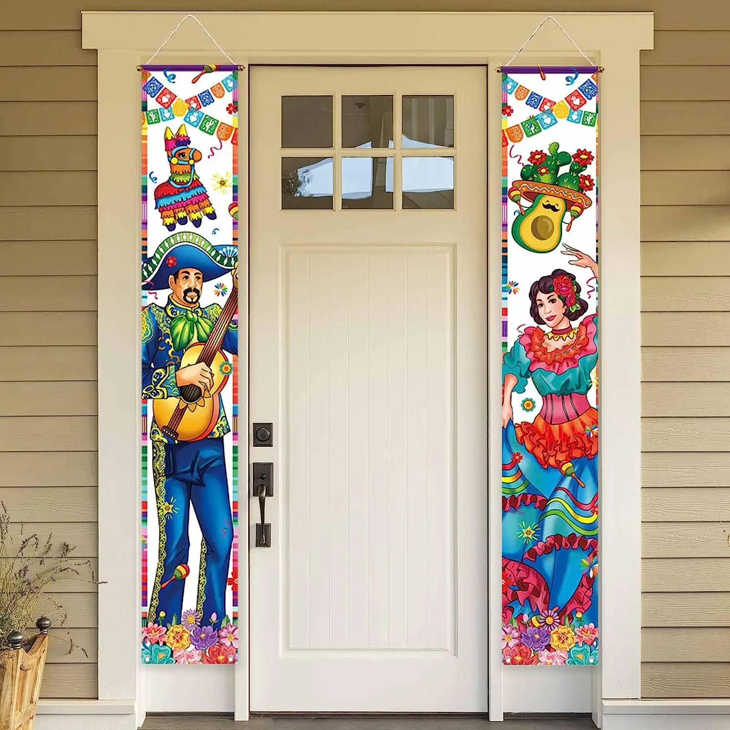 Couplet antithétique tout logo 30x18cm décoratif suspendu à thème de fête de carnaval mexicain bannière de porte de porche