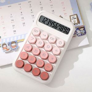 Calculatrice mécanique à boutons-poussoirs en plastique avec grand écran LCD 12 chiffres, couleur dégradée, alimentée par piles AAA, boutons faciles à presser, pour le bureau - Product Image 4