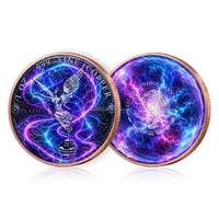 Pièce de monnaie commémorative ronde en cuivre fin .999 de 1 once du Mexique Libertad, avec impression UV d'ange ailé, objet de collection