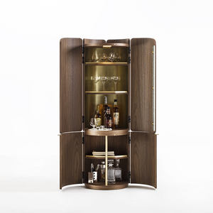 イタリアのミニマリスト無垢材ワインキャビネットモダンなミニマリスト円筒形壁ワインキャビネットホワイトワックスウッドダイニングエッジキャビネット - Product Image 2