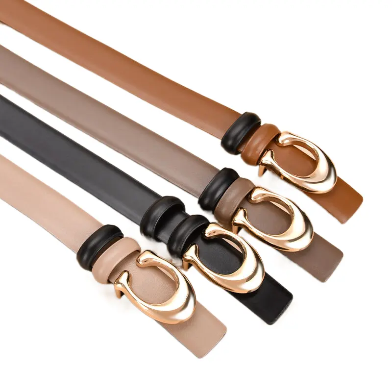 Luxury Designer Women Belts 2022 Strap With Double Contrast Rings With C Letter Like Buckle In PU or Leather Workable