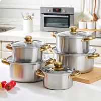 Ensemble de 10 casseroles de cuisine en acier inoxydable avec poignées, 16/18/20/22/24 cm, compatibles induction, collection de casseroles en verre
