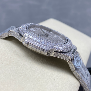 <span class=keywords><strong>Reloj</strong></span> Mecánico Clásico para <span class=keywords><strong>Hombre</strong></span>, Lujoso y Brillante, con Moissanita VVS, Zirconia Cúbica con Incrustaciones Completas <span class=keywords><strong>de</strong></span> Diamantes, en Oro <span class=keywords><strong>de</strong></span> 18K y 24K - Product Image 3