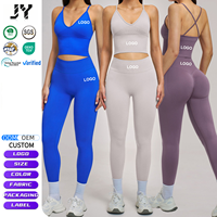 Ensemble de yoga JY personnalisé : Soutien-gorge de sport croisé et leggings taille haute, séchage rapide, respirant, extensible, pour la gym