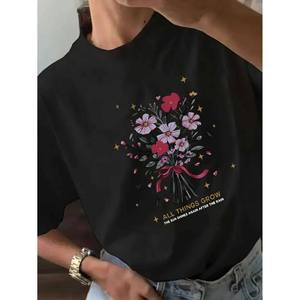 Personalized Customized Leisure Sports T-<strong>Shirt</strong> ALL <strong>THINGS</strong> GROW Print Pattern Athletic Round-neck Top Cartoon Breathable Letter - Product Image 2