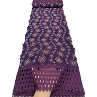 Kain Asoebi NI.AI Mewah dengan Hiasan Bunga 3D, Bahan Katun Lace yang Dapat Larut dalam Air, untuk Gaun Pengantin