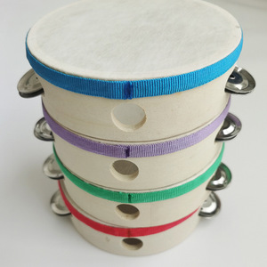 Wholesale Colorful Single-Row Wooden Tambourine Orff Percussion Instrument Musical <b>Hand</b> <b>Drum</b> Musical Toy for Kids Playing - Product Image 6