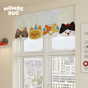 Cute Cat-Themed Fabric Door <b>Curtain</b> Korean Style Translucent Decorative Half-<b>Curtain</b> For Bedroom Study Dining Room - Product Image 2