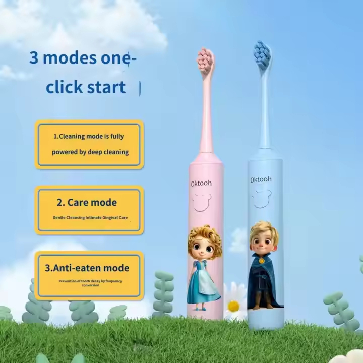 Professional Grade Children Electric Toothbrush Silver Ion DuPont Soft Bristle KIDS U Shape TOOTHBRUSH