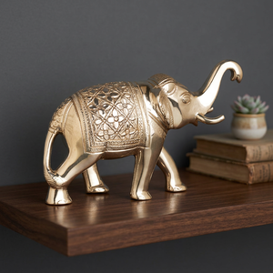 Figura de Elefante de Latón 3D Tradicional Plateada en Plata, Estilo Feng Shui - Product Image 2