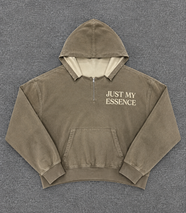 เสื้อฮู้ดซิปหน้าผู้ชาย Just My Essence ผ้าฝ้ายเฟรนช์เทอร์รี่ พิมพ์ลายตัวอักษรด้านหน้า สไตล์ฤดูใบไม้ร่วง - Product Image 1