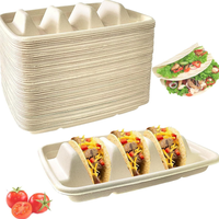 Boîte à tacos personnalisée du Mexique avec logo plateaux alimentaires en papier à emporter biodégradable Tacos en papier jetables à emporter boîtes alimentaires à emporter