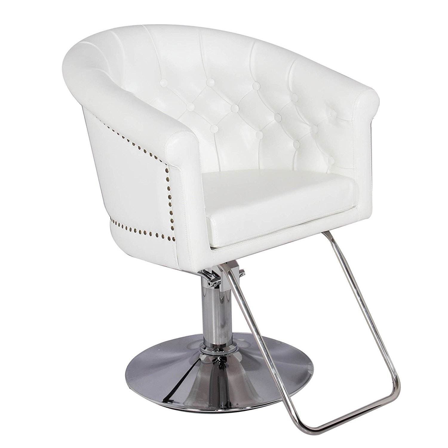 BC02 White Leather Tufted Hair Salon Chair for Barber Shop