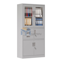 Meuble de Rangement Multi-usages Moderne en Acier KD, Armoire à Classeurs 4 Portes 3 Tiroirs, Optimisation de l'Espace, Mobilier de Bureau Commercial pour Écoles et Hôtels