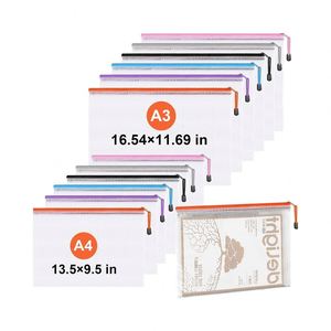 Transparent PVC Mesh Zipper Pouch Bags A3/A4 Size Puzzle Bags for Travel Storage Office & School Supplies Organization - Product Image 1