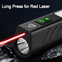 Lampe torche EDC rouge et bleue rechargeable à LED, magnétique, avec pointeur rouge, pour inspection et réparation mécanique