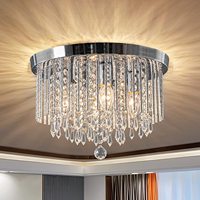 Lustre moderne en cristal K9 rond pour hôtel, luminaire de plafond à montage en surface, effet goutte de pluie, trois couleurs, pour salon