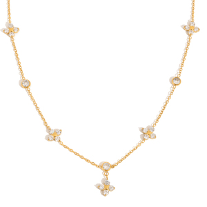 <span class=keywords><strong>Collana</strong></span> J&D in acciaio inossidabile placcato oro 18K PVD, <span class=keywords><strong>collana</strong></span> alla moda con trifoglio <span class=keywords><strong>a</strong></span> quattro foglie con zirconi bianchi classici. - Product Image 6